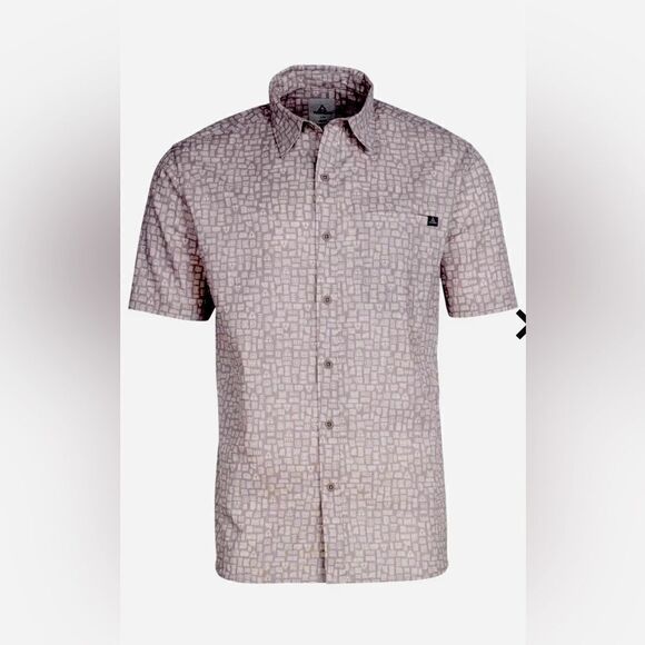 Ascend printed gray button down shirt - medium - Picture 1 of 16